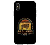 Carcasa para iPhone X/XS Recuerdo de Bisonte Vintage del Parque Nacional Badlands de Dakota del Sur