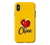 Carcasa para iPhone X/XS Recuerdo de Viaje de Negocios con la Bandera de Vacaciones en Forma de corazón de «Me Encanta China