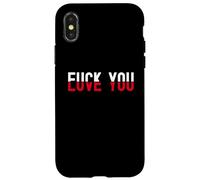 Carcasa para iPhone X/XS Red and Black Text Quote Fu k You Love You