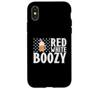 Carcasa para iPhone X/XS Red White Boozy Drink Beer American Flag 4th of July