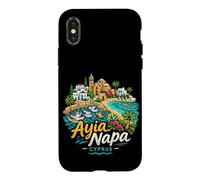 Carcasa para iPhone X/XS Regalo de Recuerdo de Viaje de Ayia Napa Chipre Dibujado a Mano