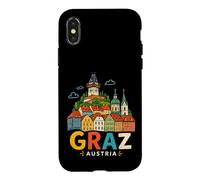Carcasa para iPhone X/XS Regalo de Recuerdo de Viaje de Graz Austria Dibujado a Mano