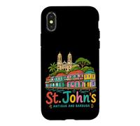 Carcasa para iPhone X/XS Regalo histórico de Viaje de St Johns Antigua y Barbuda Dibujado a Mano
