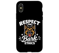 Carcasa para iPhone X/XS Respect The Bark Ethics, Humor del Pastor alemán