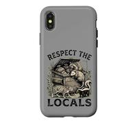 Carcasa para iPhone X/XS Respect The Locals Raccoon Funny Street Cats Respeta a los Locales