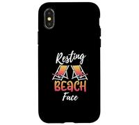 Carcasa para iPhone X/XS Resting Beach Face and Beach Chairs Funny Resting Beach Face