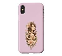 Carcasa para iPhone X/XS Retrato botánico místico de la Diosa Floral Serpent Muse
