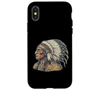 Carcasa para iPhone X/XS Retrato del Jefe Nativo Americano Guerrero indígena Vintage