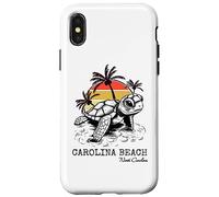 Carcasa para iPhone X/XS Retro Carolina Beach Cute Sea Turtle Art NC Vacaciones Familiares