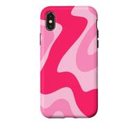 Carcasa para iPhone X/XS Retro Hot Pink Swirl Abstracto Estético Groovy 70s Boho Y2K