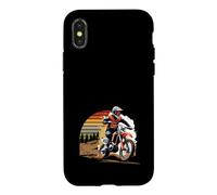 Carcasa para iPhone X/XS Retro Motocross Dirt Bike Rider Forest Racing Diseño