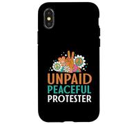 Carcasa para iPhone X/XS Retro Peace Sign Flowers Groovy Unpaid Peaceful Protester