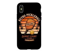 Carcasa para iPhone X/XS Retro Pickleball Sunset Court Club Ropa Vintage