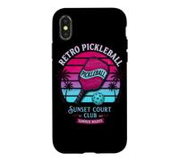 Carcasa para iPhone X/XS Retro Pickleball Sunset Court Club Ropa Vintage