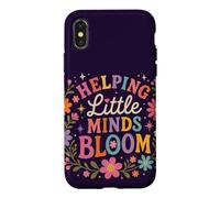 Carcasa para iPhone X/XS Retro Teacher Helping Little Minds Bloom Floral Cita