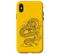 Carcasa para iPhone X/XS Retro Vintage Zodiac Lunar New Year Black Chinese Dragon