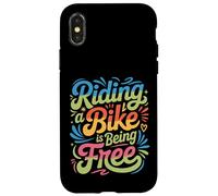 Carcasa para iPhone X/XS Riding A Bike Is Being Free Freedom Biker Lifestyle -