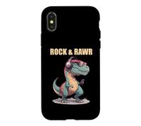 Carcasa para iPhone X/XS Rock and Rawr T-Rex Dinosaurio Lindo Punk Dino Divertido Rock Music