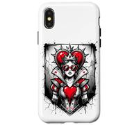 Carcasa para iPhone X/XS Rojo Reina de Corazones Corona Rebelde Gafas de Sol Poker Card Mujeres