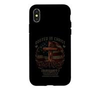 Carcasa para iPhone X/XS Rooted in Christ Cross Shirt Christian tee for Men