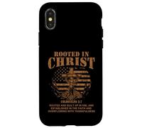 Carcasa para iPhone X/XS Rooted in Christ Shirt Christian Shirt for Men Cross Shirt