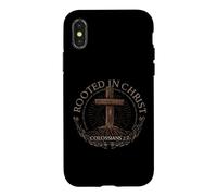Carcasa para iPhone X/XS Rooted in Christ Shirt Jesus Shirt Vintage Cross Christian