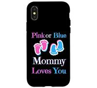 Carcasa para iPhone X/XS Rosa o Azul MommyLoves You bebé niña o niño próximamente