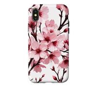 Carcasa para iPhone X/XS Rosa Sakura Cherry Blossom Jardín Flores Japonesas Floral