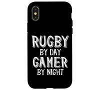 Carcasa para iPhone X/XS Rugby Player by Day Gamer by Night Gaming Rugby Video Games