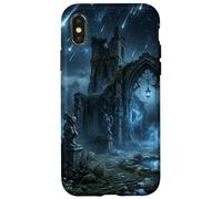 Carcasa para iPhone X/XS Ruinas góticas, Lluvia de meteoritos, diseño de fantasía Celestial