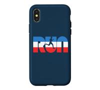 Carcasa para iPhone X/XS Run Vintage Red White & Blue Retro Runner Graphic