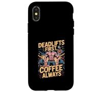 Carcasa para iPhone X/XS Rutina matutina de Fitness: Peso Muerto Primero, café Siempre