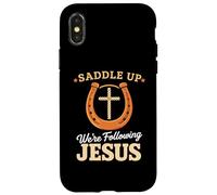 Carcasa para iPhone X/XS Saddle Up Estaban siguiendo a Jesús Fe Biblia Escritura Dios