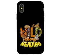 Carcasa para iPhone X/XS Salvaje sobre la Lectura de Libros Zoo Animales Bibliotecario Día de la Biblioteca
