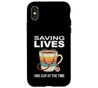Carcasa para iPhone X/XS Salvando Vidas una Taza a la Vez Enfermera café Estetoscopio