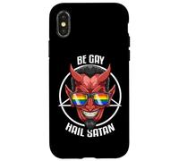 Carcasa para iPhone X/XS Salve, Satanás. Divertido Orgullo Gay Satánico.