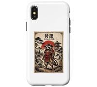 Carcasa para iPhone X/XS Samurai Raccoon Japanese Vintage Funny Gifts Graphic Art