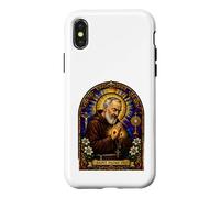 Carcasa para iPhone X/XS San Padre Pío Católico Devocional Gótico Mosaico Icono Arte