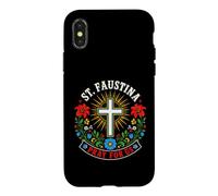 Carcasa para iPhone X/XS Santa Faustina ruega por Nosotros católica Floral