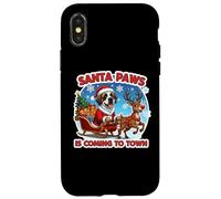 Carcasa para iPhone X/XS Santa Paws está llegando a la Ciudad Navidad San Bernardo Dog Fun