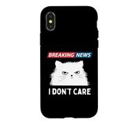 Carcasa para iPhone X/XS Sarcastic Cat Breaking News I Dont Care Funny Slogan Graphic