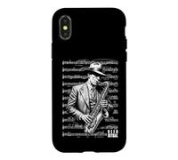 Carcasa para iPhone X/XS Saxofonista Reed Ritual Saxofonista Vintage Partitura