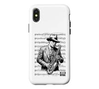 Carcasa para iPhone X/XS Saxofonista Reed Ritual Saxofonista Vintage Partitura