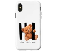 Carcasa para iPhone X/XS Say Hi Nice to Meet You, Lovely Teddy Bear Graphic Designs