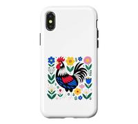 Carcasa para iPhone X/XS Scandi Folk Art Gallo Diseño Granjero Pollo