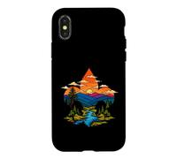Carcasa para iPhone X/XS Scouting Artistic Fleur De lis Mountains Outdoor Art