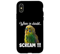 Carcasa para iPhone X/XS Screaming Budgie T, Meme Divertido para los Amantes de Las
