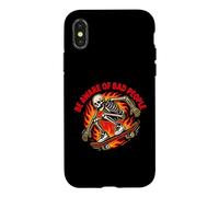 Carcasa para iPhone X/XS Sé Consciente de la Gente Mala - Monopatín Esqueleto Llama Retro