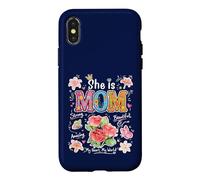 Carcasa para iPhone X/XS She Is Mom Floral Cute Mama - Gráfico de Flores para el día de