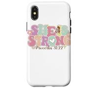 Carcasa para iPhone X/XS She Is Strong Proverbs 31:22 Gráfico Floral